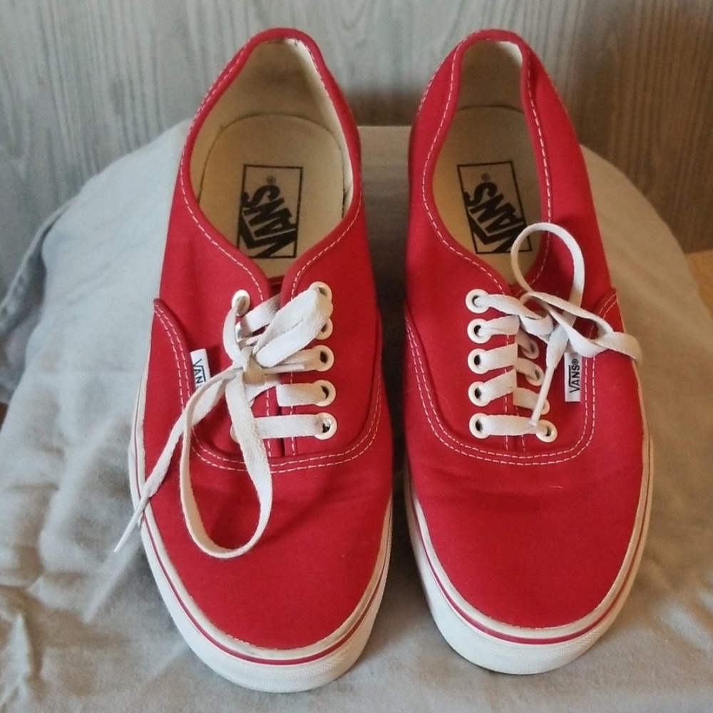 Van's Authentic Red Lace up Sneakers